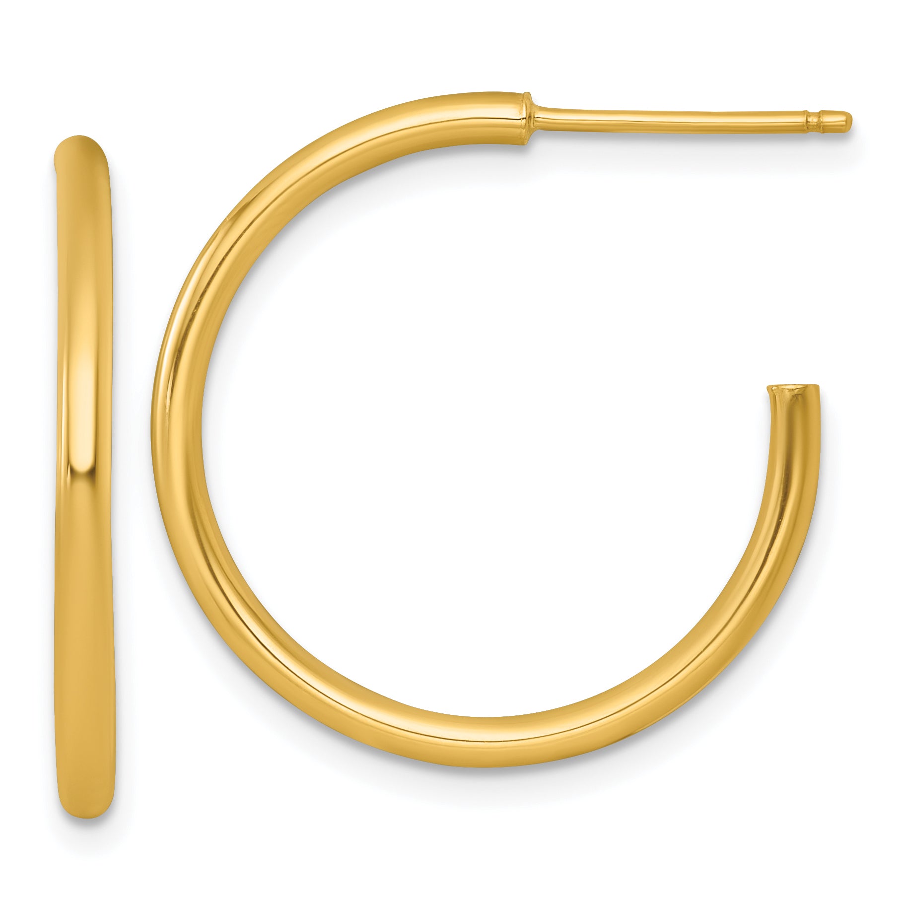 14k Polished 2.0 x 25mm Tube C-Hoop Post Earrings Main image