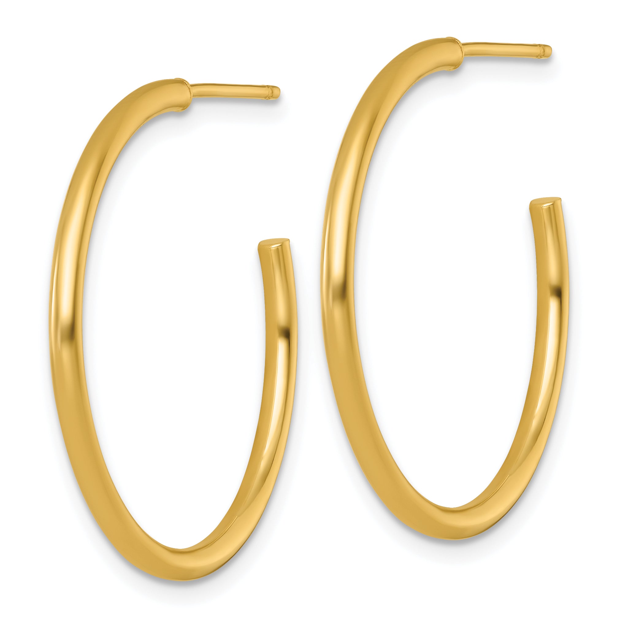14k Polished 2.0 x 30mm Tube C-Hoop Post Earrings Secondary image