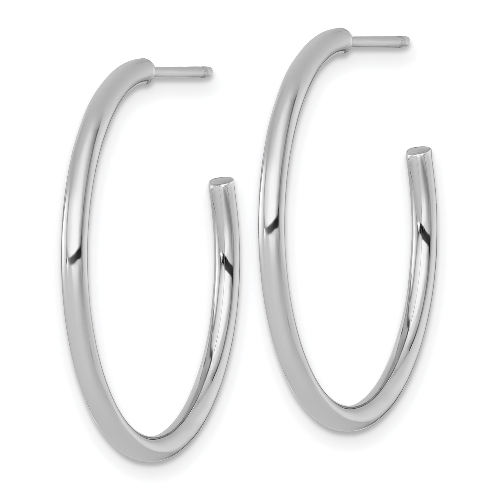 14k White Gold Polished 2.0 x 30mm Tube C-Hoop Post Earrings Secondary image