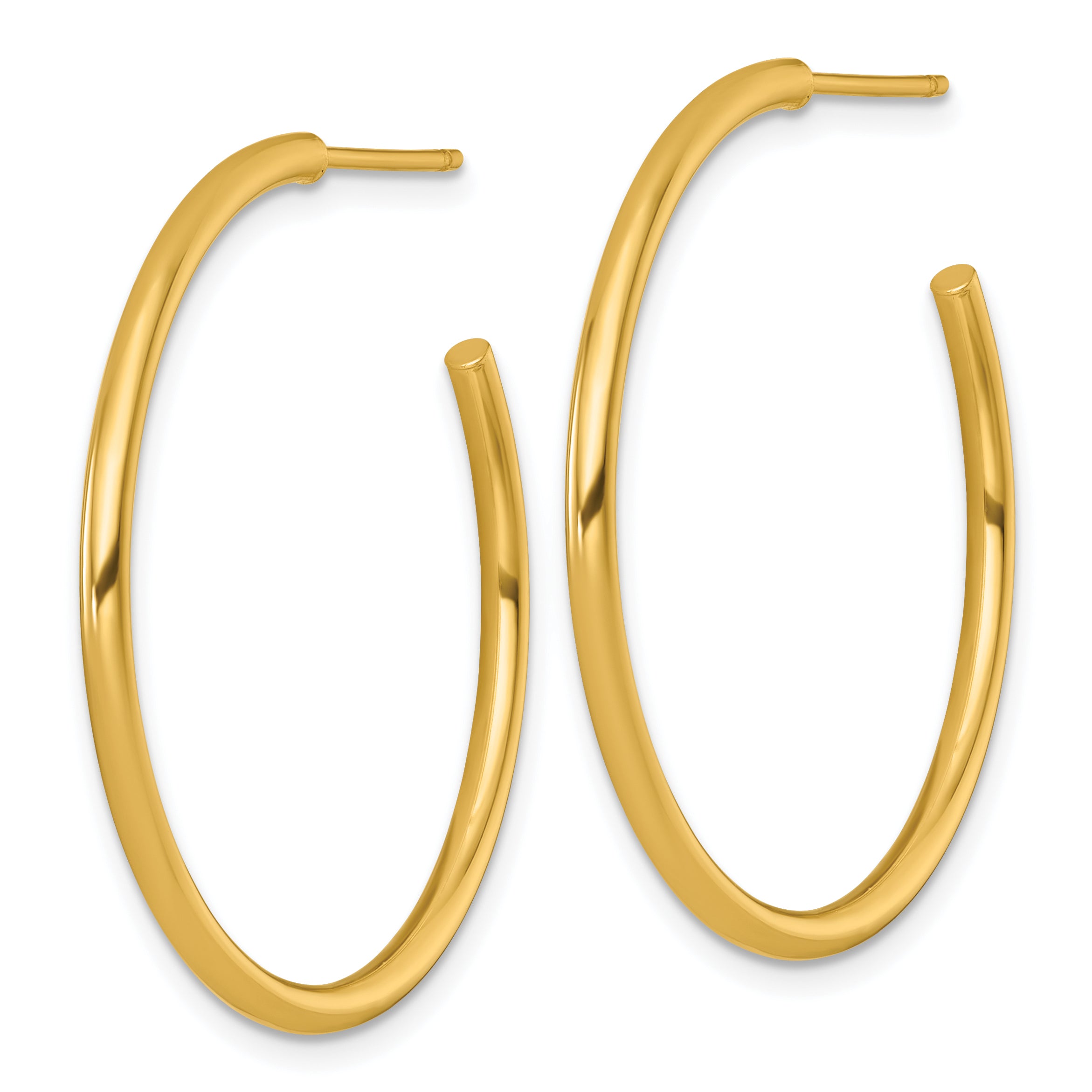 14k Polished 2.0 x 35mm Tube C-Hoop Post Earrings Secondary image