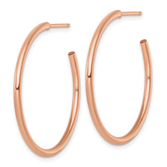 14k Rose Gold Polished 2.0 x 35mm Tube C-Hoop Post Earrings