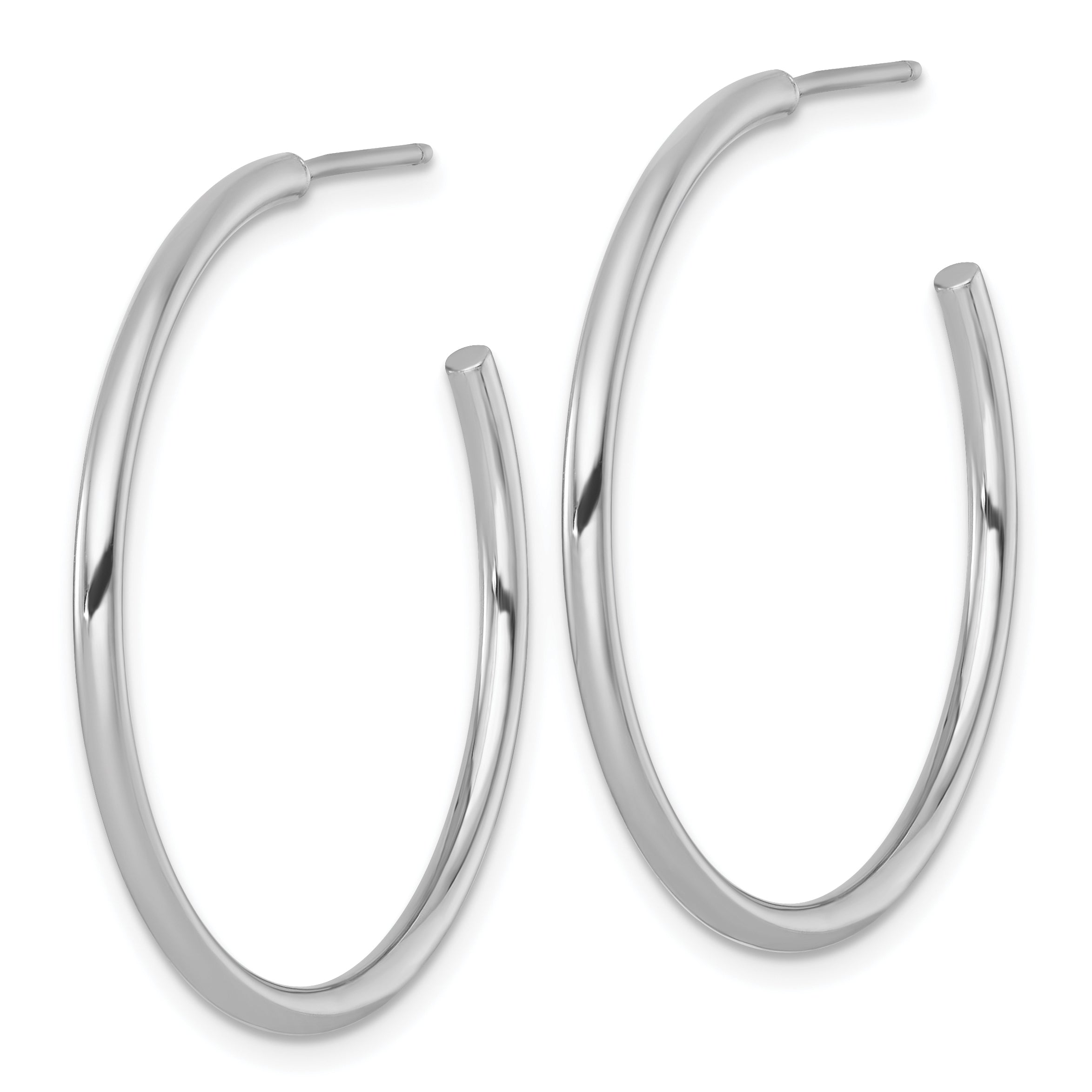 14k White Gold Polished 2.0 x 35mm Tube C-Hoop Post Earrings Secondary image