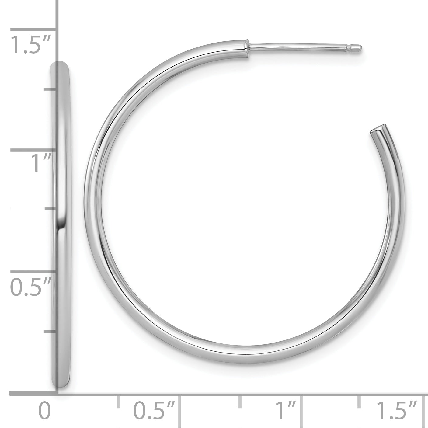 14k White Gold Polished 2.0 x 35mm Tube C-Hoop Post Earrings