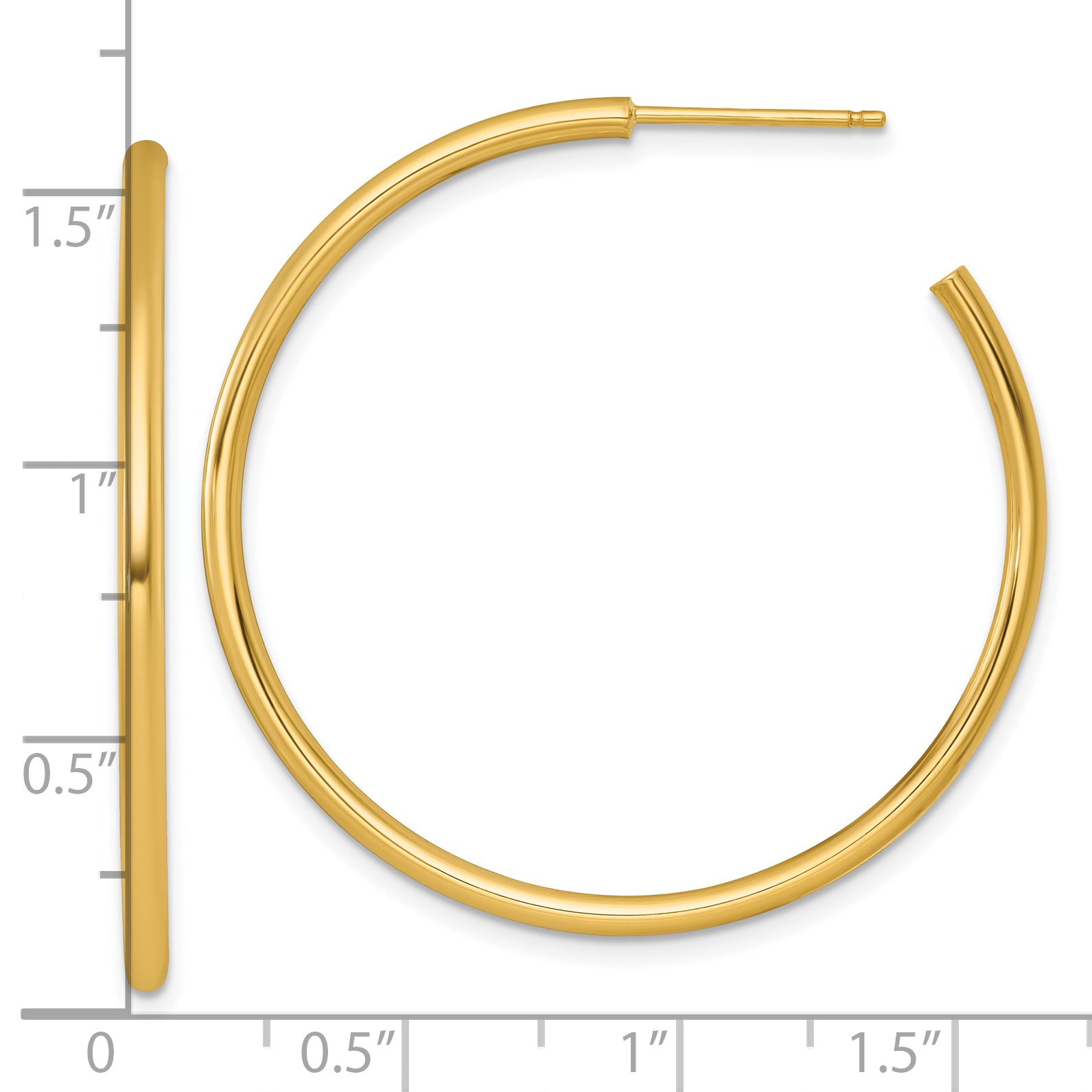 14k Polished 2.0 x 40mm Tube C-Hoop Post Earrings