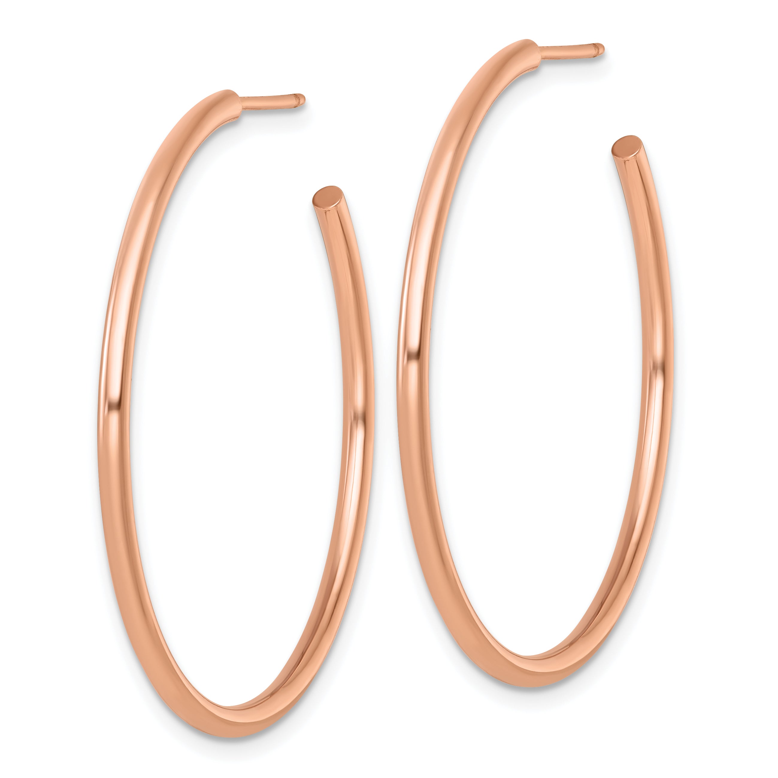 14k Rose Gold Polished 2.0 x 40mm Tube C-Hoop Post Earrings