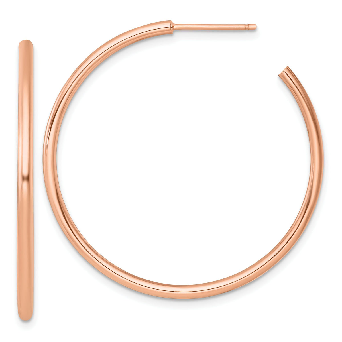 Tube C-Hoop Stud Earrings in 14K Rose Gold, 2x40mm - Sophia Jewelers Main image