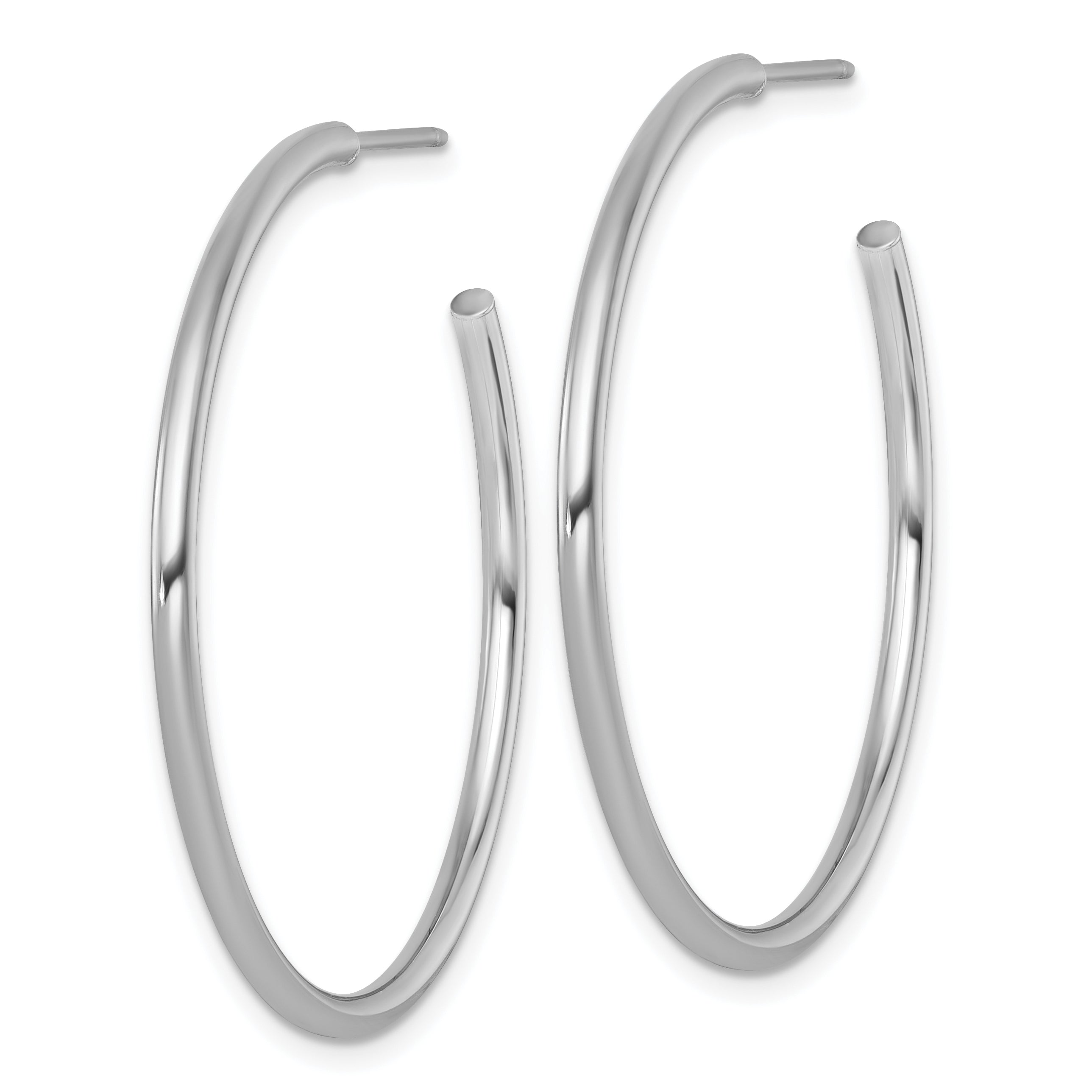 14k White Gold Polished 2.0 x 40mm Tube C-Hoop Post Earrings