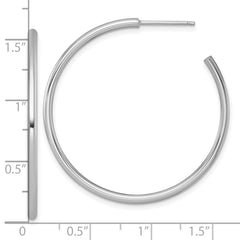 14k White Gold Polished 2.0 x 40mm Tube C-Hoop Post Earrings
