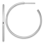 14k White Gold Polished 2.0 x 40mm Tube C-Hoop Post Earrings