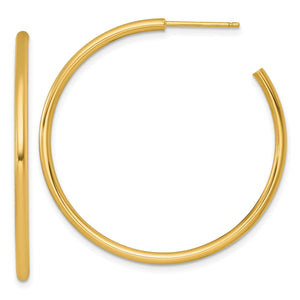 Tube C-Hoop Stud Earrings in 14K Yellow Gold, 2x40mm - Sophia Jewelers