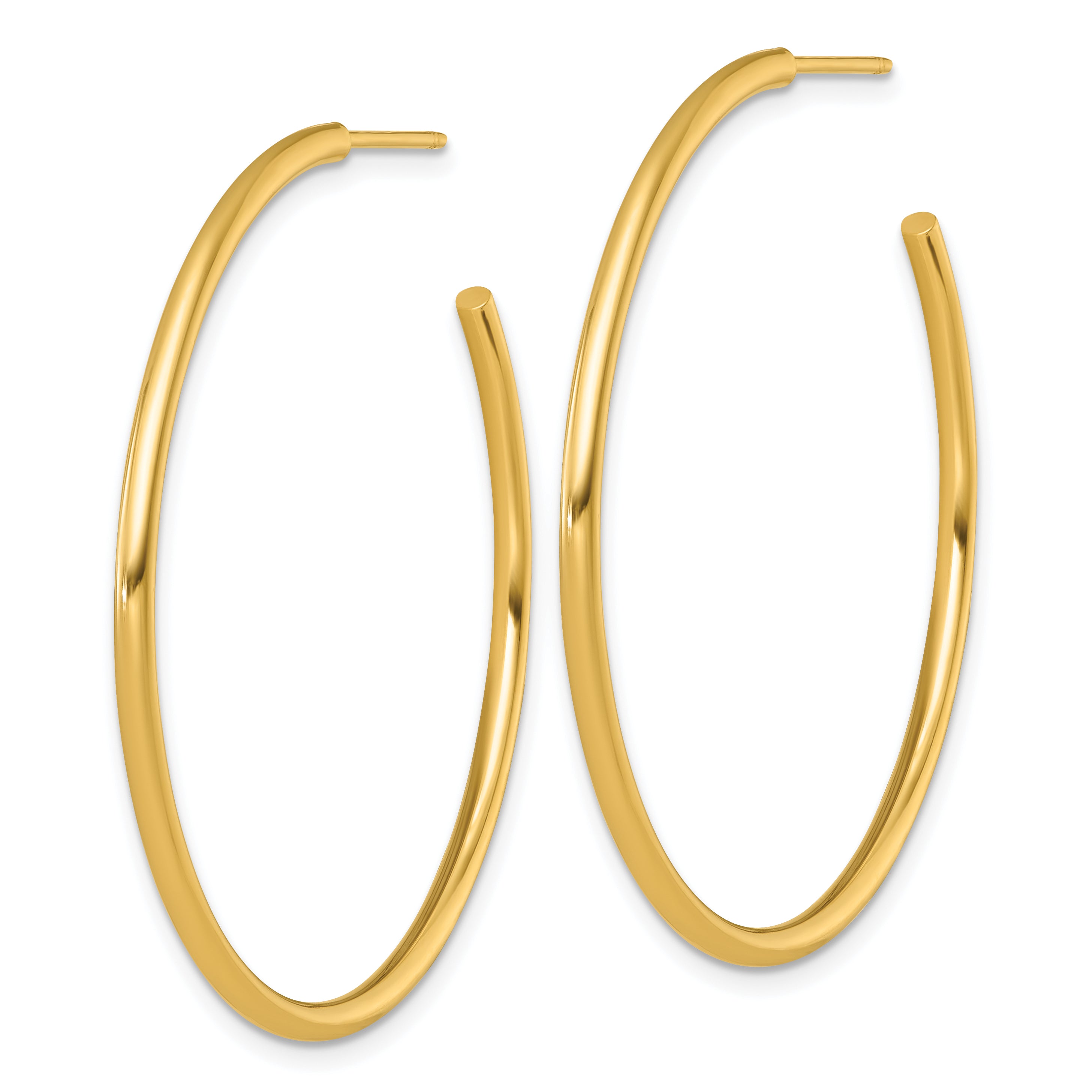 14k Polished 2.0 x 45mm Tube C-Hoop Post Earrings Secondary image