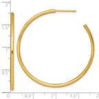 14k Polished 2.0 x 45mm Tube C-Hoop Post Earrings