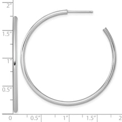 14k White Gold Polished 2.0 x 45mm Tube C-Hoop Post Earrings