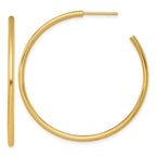 14k Polished 2.0 x 45mm Tube C-Hoop Post Earrings