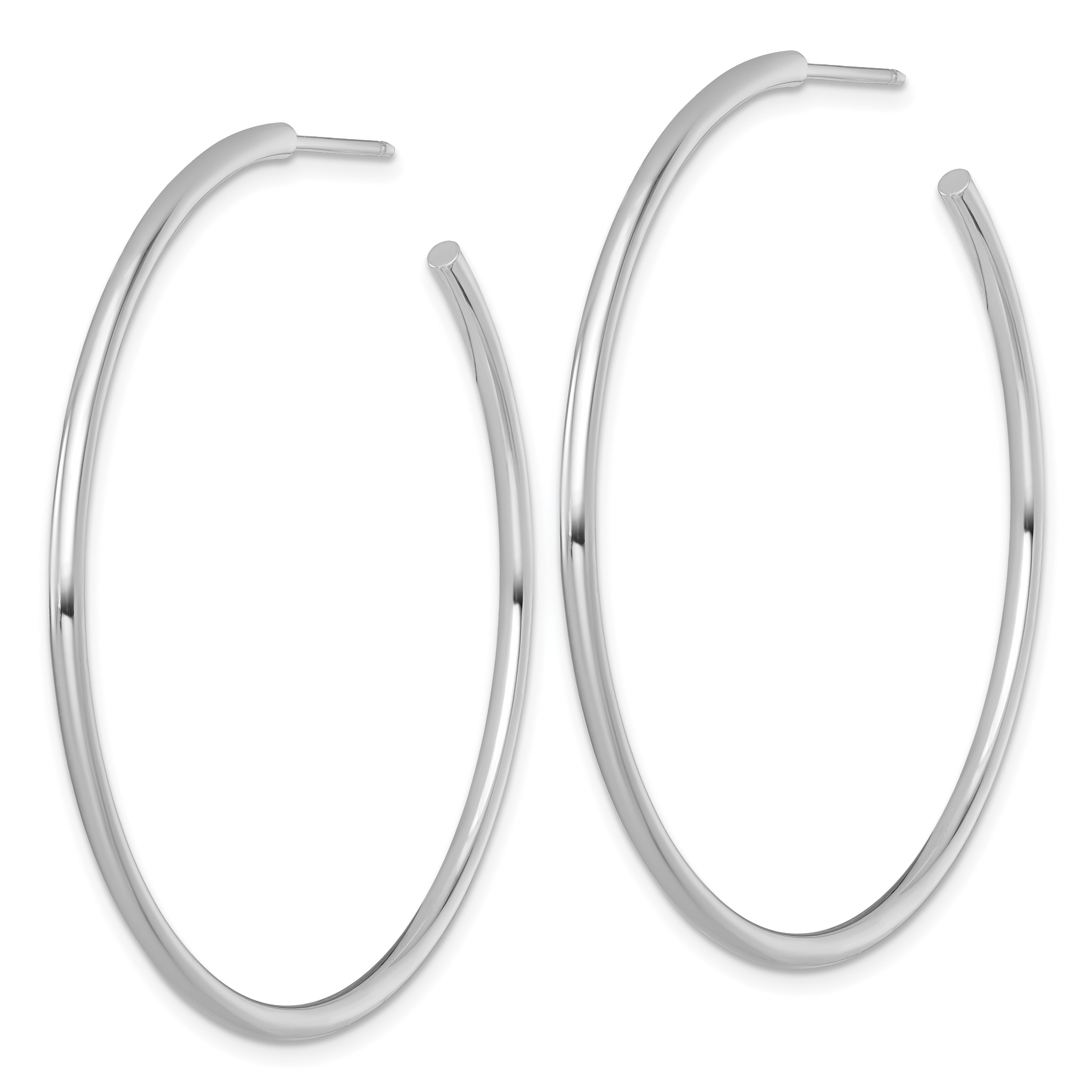 14k White Gold Polished 2.0 x 50mm Tube C-Hoop Post Earrings Secondary image