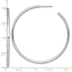 14k White Gold Polished 2.0 x 50mm Tube C-Hoop Post Earrings