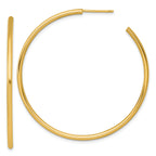 14k Polished 2.0 x 50mm Tube C-Hoop Post Earrings