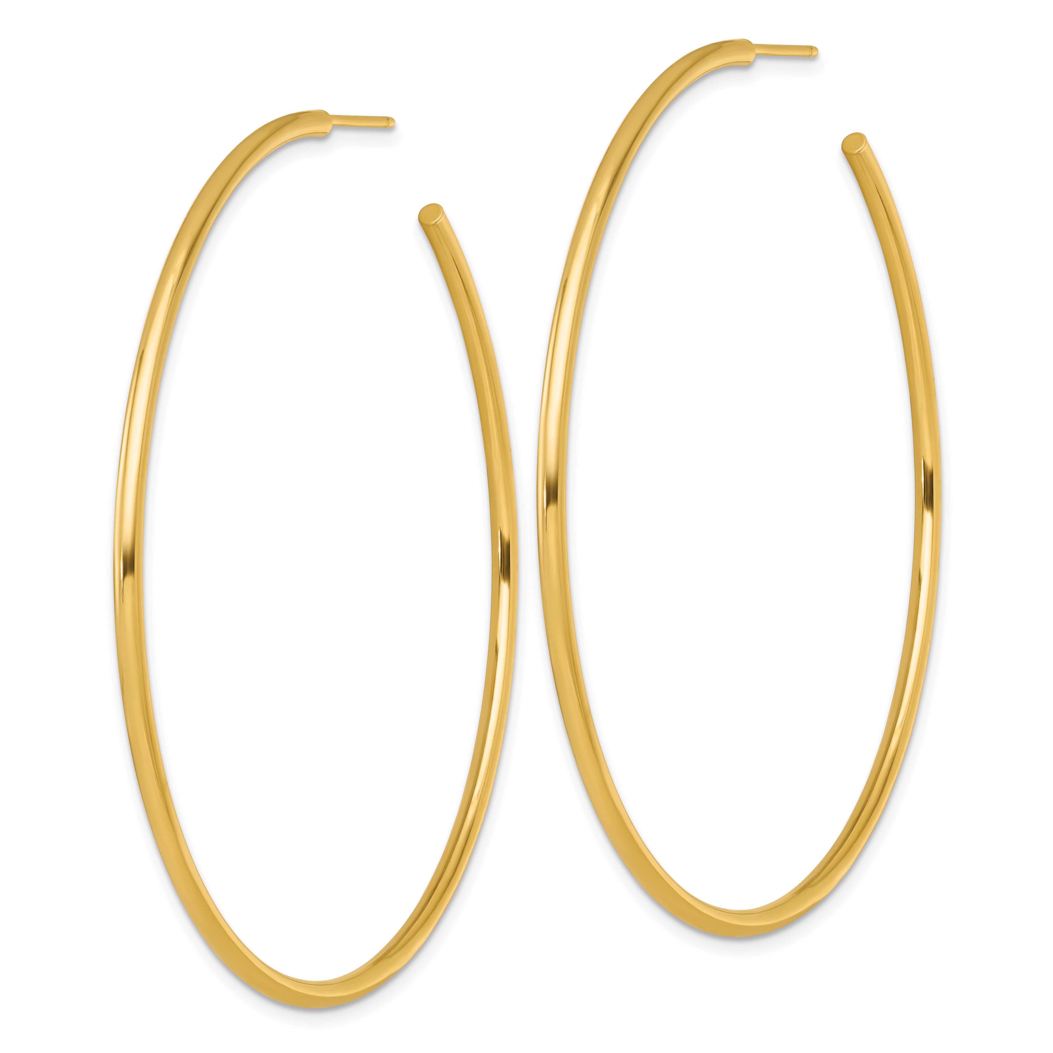 14k Polished 2.0 x 65mm Tube C-Hoop Post Earrings