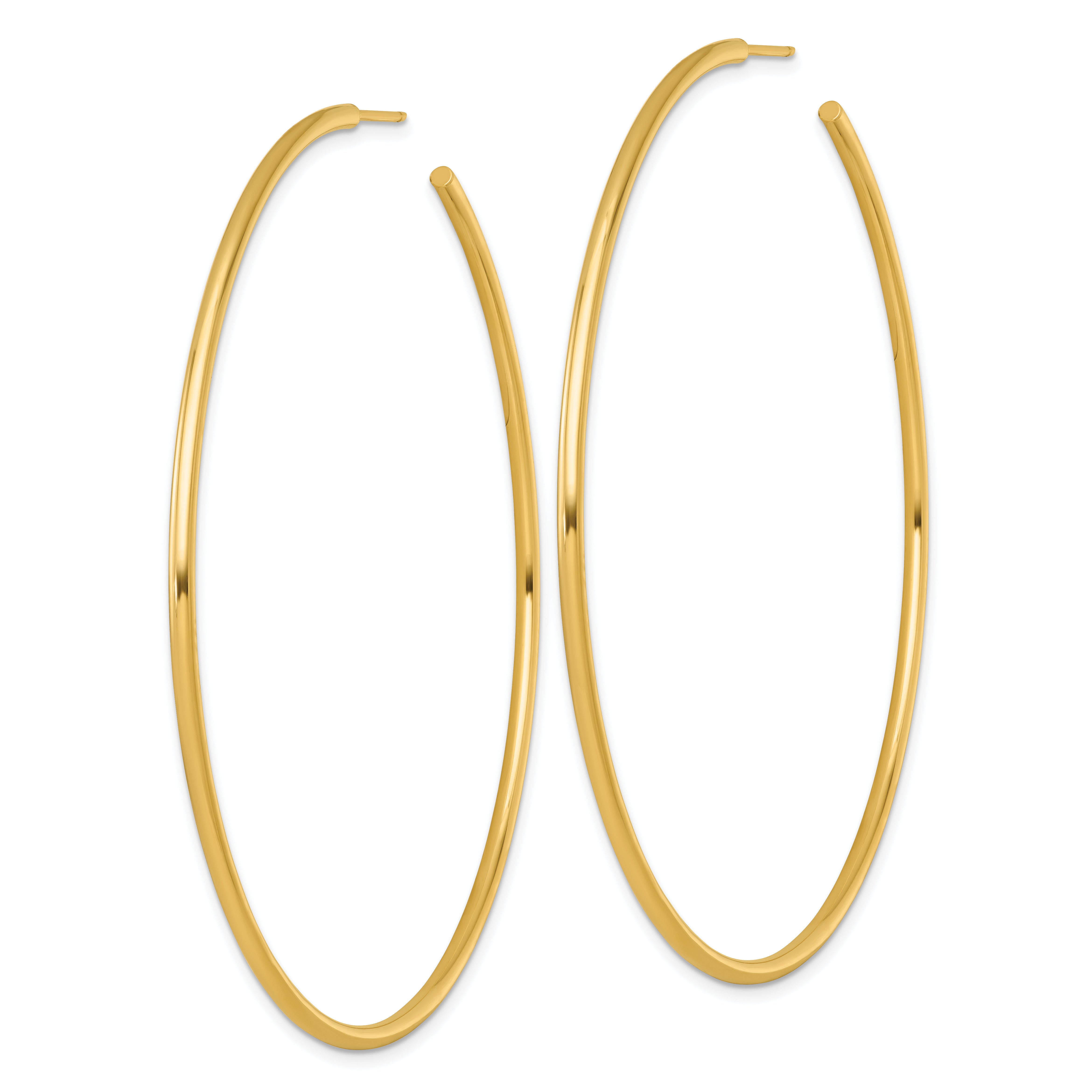 14k Polished 2.0 x 75mm Tube C-Hoop Post Earrings