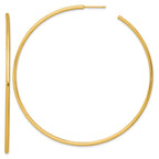 14k Polished 2.0 x 75mm Tube C-Hoop Post Earrings