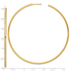14k Polished 2.0 x 80mm Tube C-Hoop Post Earrings