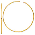 14k Polished 2.0 x 80mm Tube C-Hoop Post Earrings
