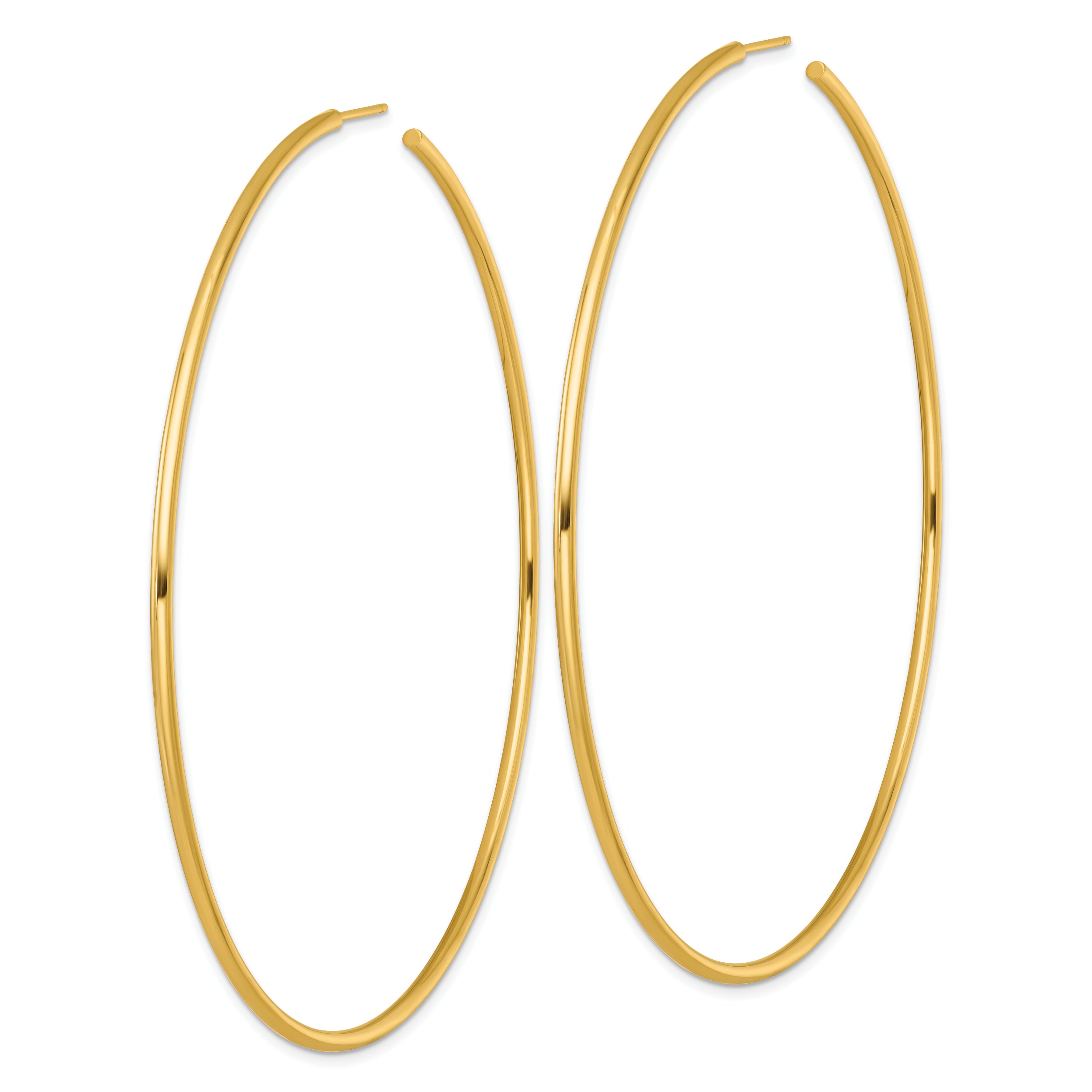 14k Polished 2.0 x 90mm Tube C-Hoop Post Earrings