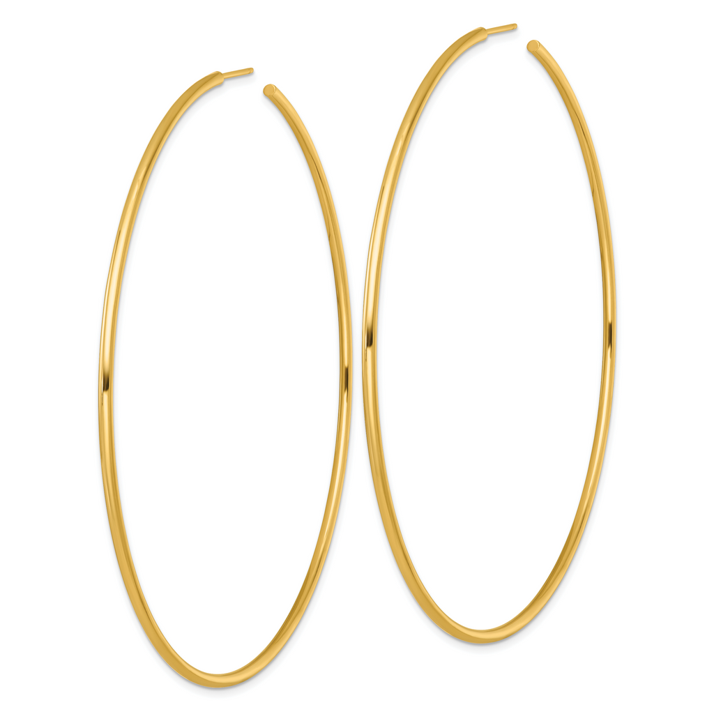 14k Polished 2.0 x 90mm Tube C-Hoop Post Earrings