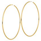 14k Polished 2.0 x 100mm Tube C-Hoop Post Earrings
