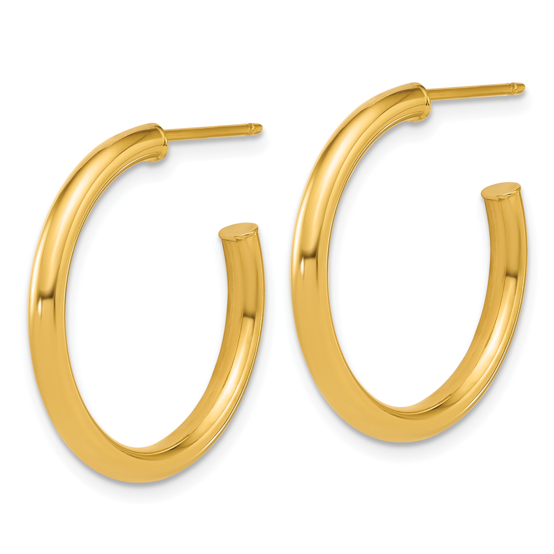 14k Polished 2.5 x 25mm Tube C-Hoop Post Earrings Secondary image