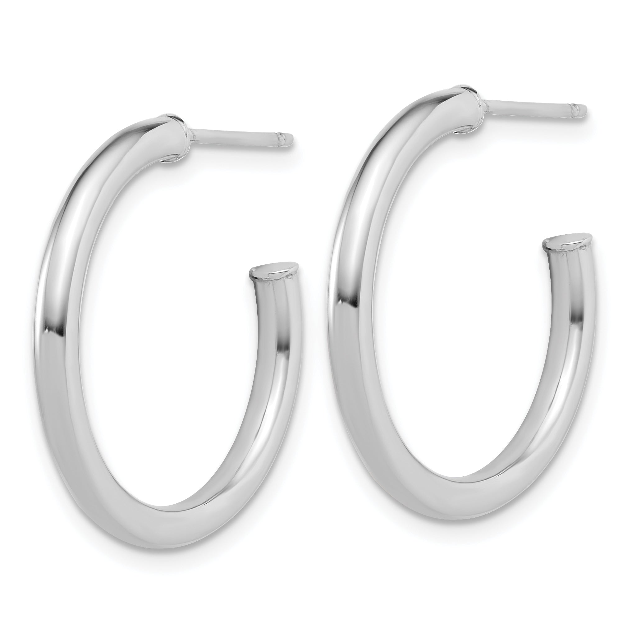 14k White Gold Polished 2.5 x 25mm Tube C-Hoop Post Earrings Secondary image