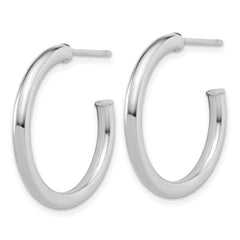 14k White Gold Polished 2.5 x 25mm Tube C-Hoop Post Earrings