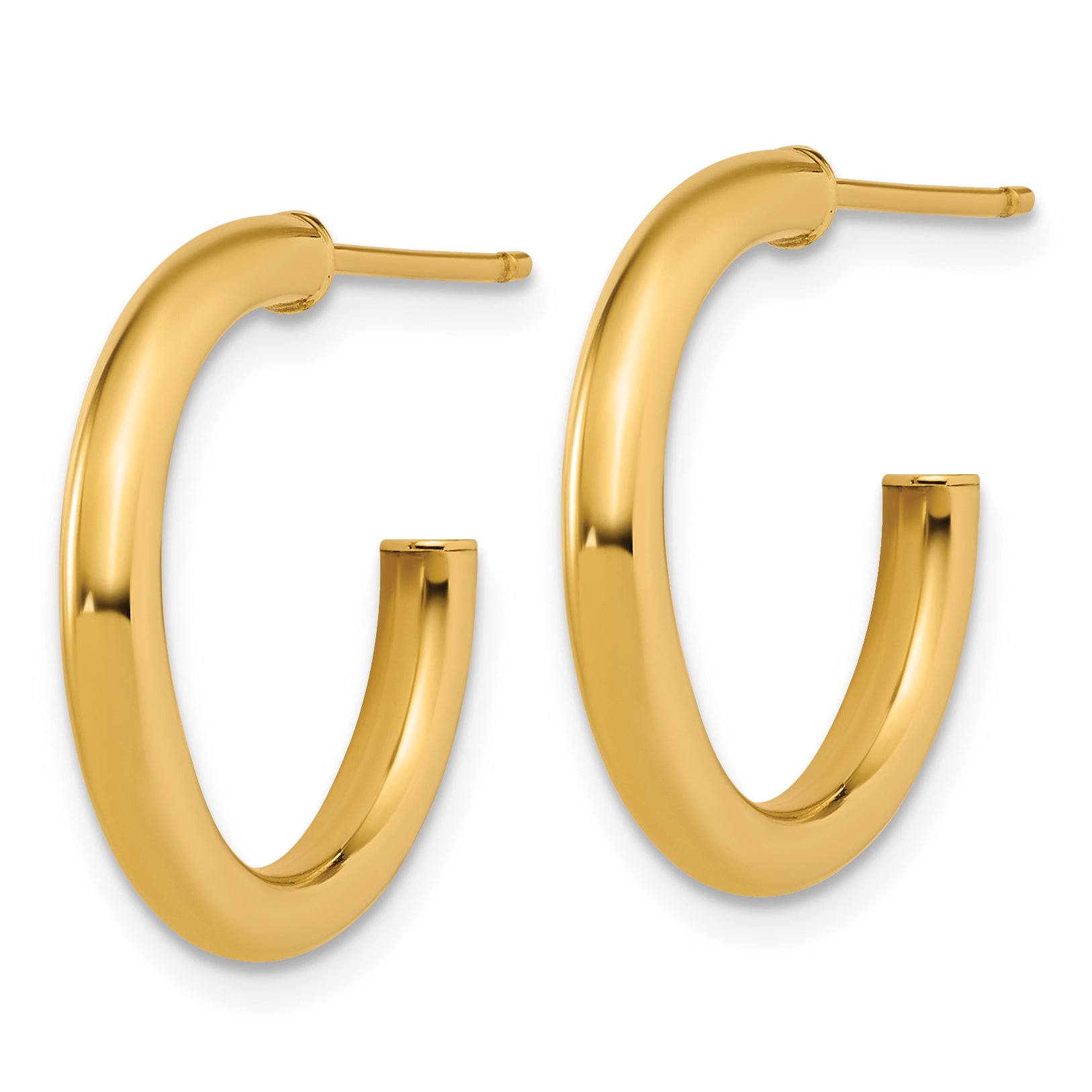 14k Polished 2.5 x 20mm Tube C-Hoop Post Earrings Secondary image
