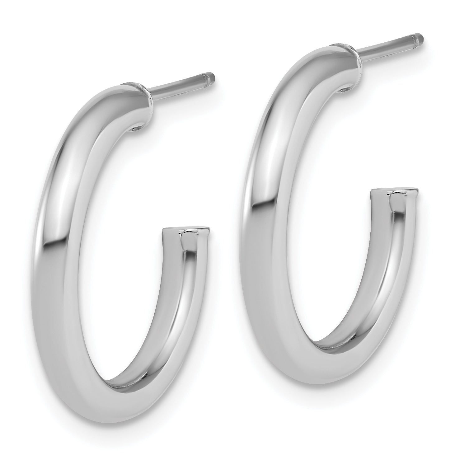 14k White Gold Polished 2.5 x 20mm Tube C-Hoop Post Earrings