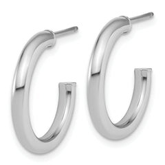 14k White Gold Polished 2.5 x 20mm Tube C-Hoop Post Earrings