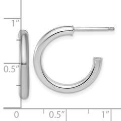 14k White Gold Polished 2.5 x 20mm Tube C-Hoop Post Earrings