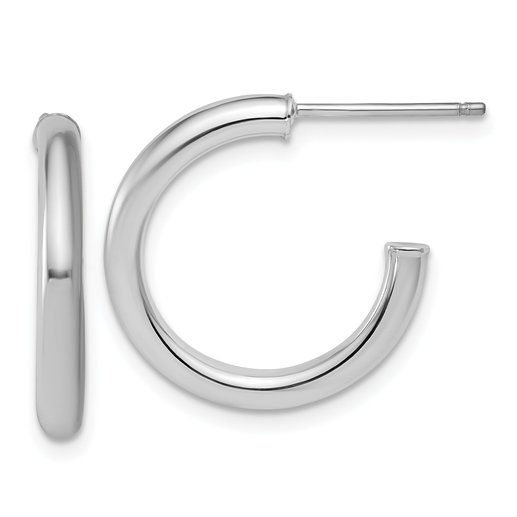 14k White Gold Polished 2.5 x 20mm Tube C-Hoop Post Earrings Main image