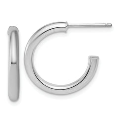 14k White Gold Polished 2.5 x 20mm Tube C-Hoop Post Earrings