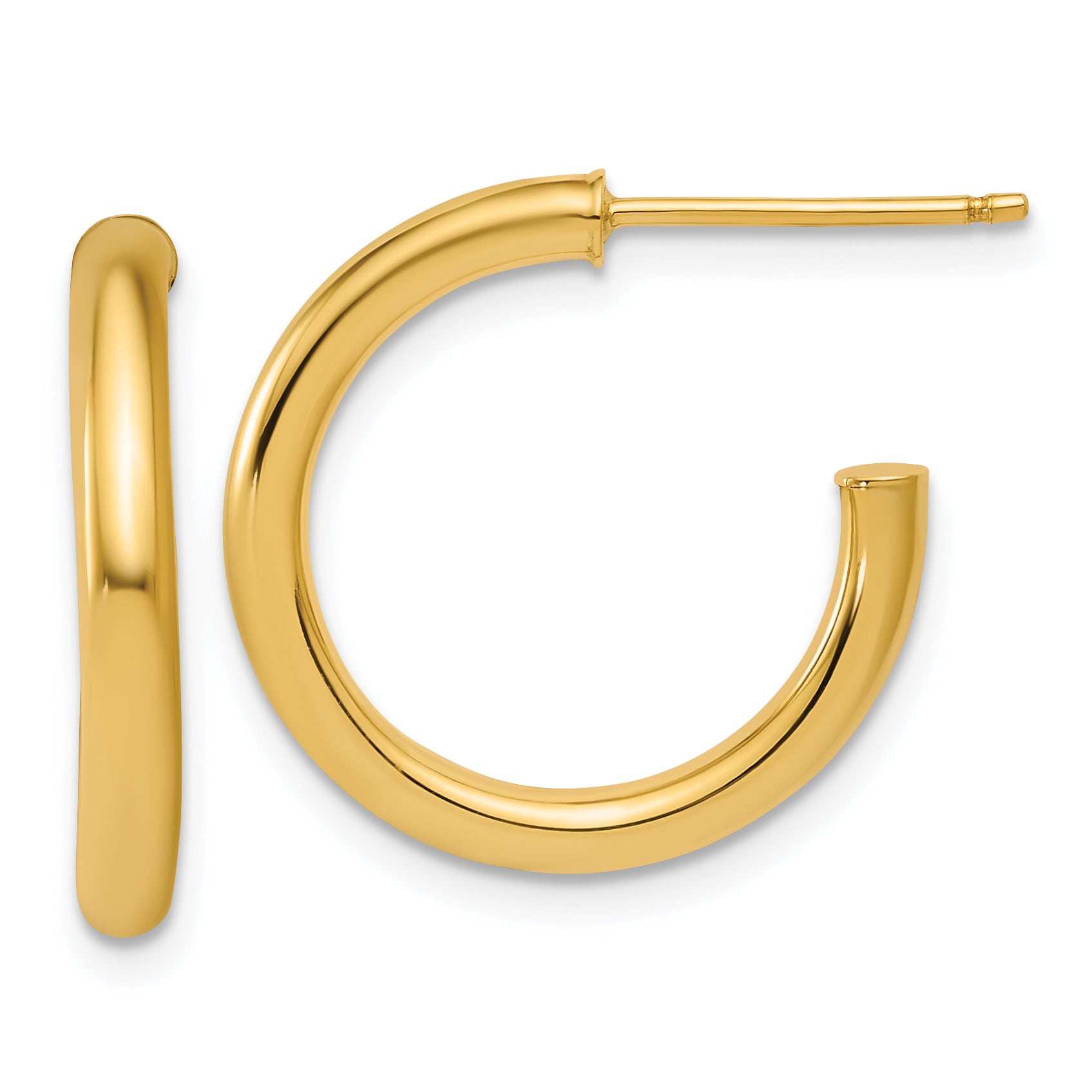 14k Polished 2.5 x 20mm Tube C-Hoop Post Earrings Main image