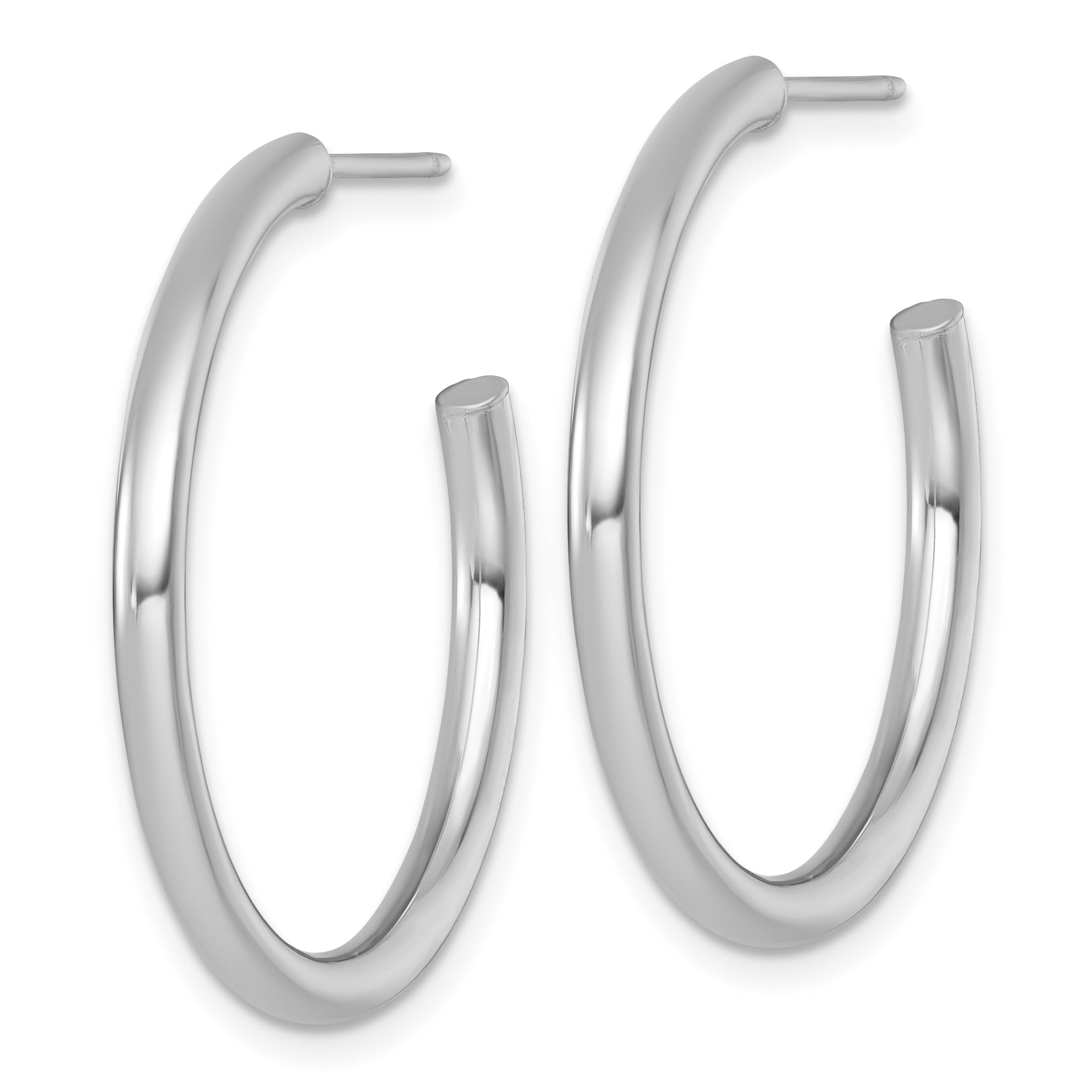 14k White Gold Polished 2.5 x 30mm Tube C-Hoop Post Earrings