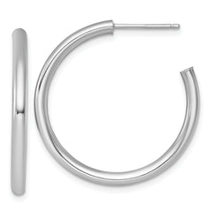 14k White Gold Polished 2.5 x 30mm Tube C-Hoop Post Earrings