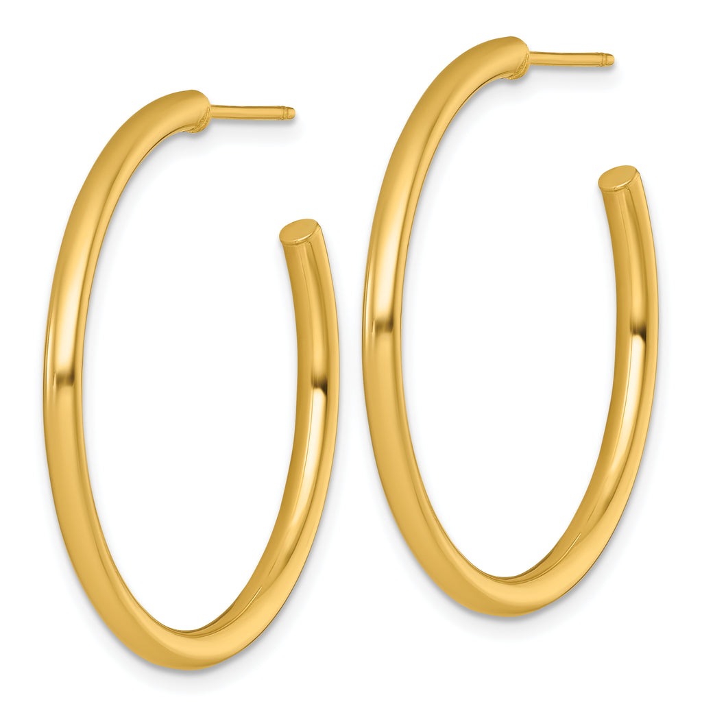 14k Polished 2.5 x 35mm Tube C-Hoop Post Earrings