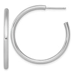 14k White Gold Polished 2.5 x 35mm Tube C-Hoop Post Earrings