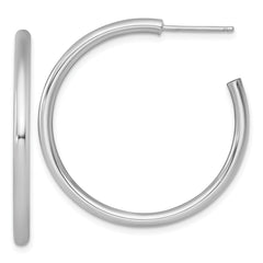 14k White Gold Polished 2.5 x 35mm Tube C-Hoop Post Earrings