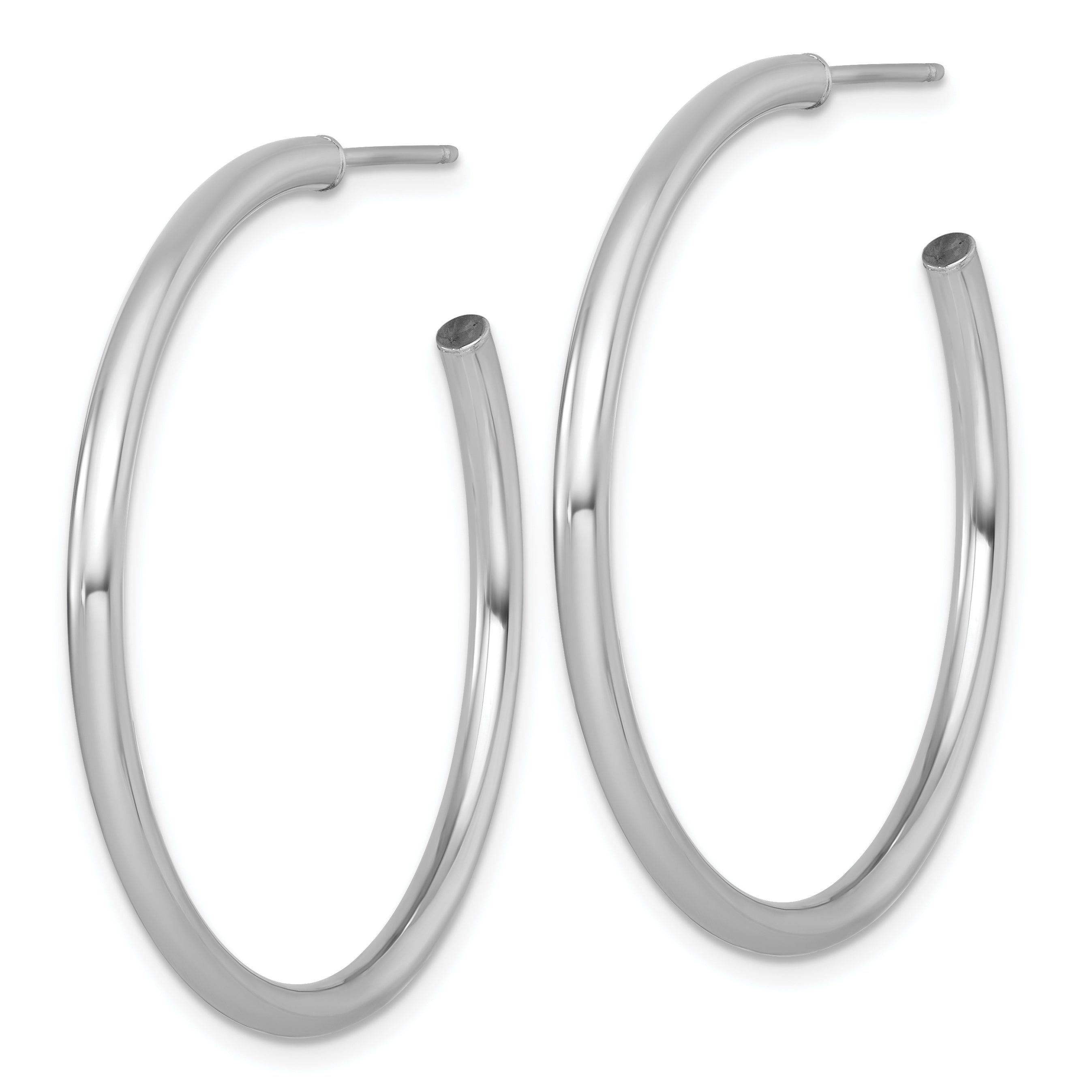 14k White Gold Polished 2.5 x 40mm Tube C-Hoop Post Earrings Secondary image