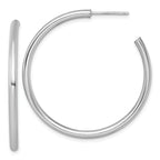 14k White Gold Polished 2.5 x 40mm Tube C-Hoop Post Earrings