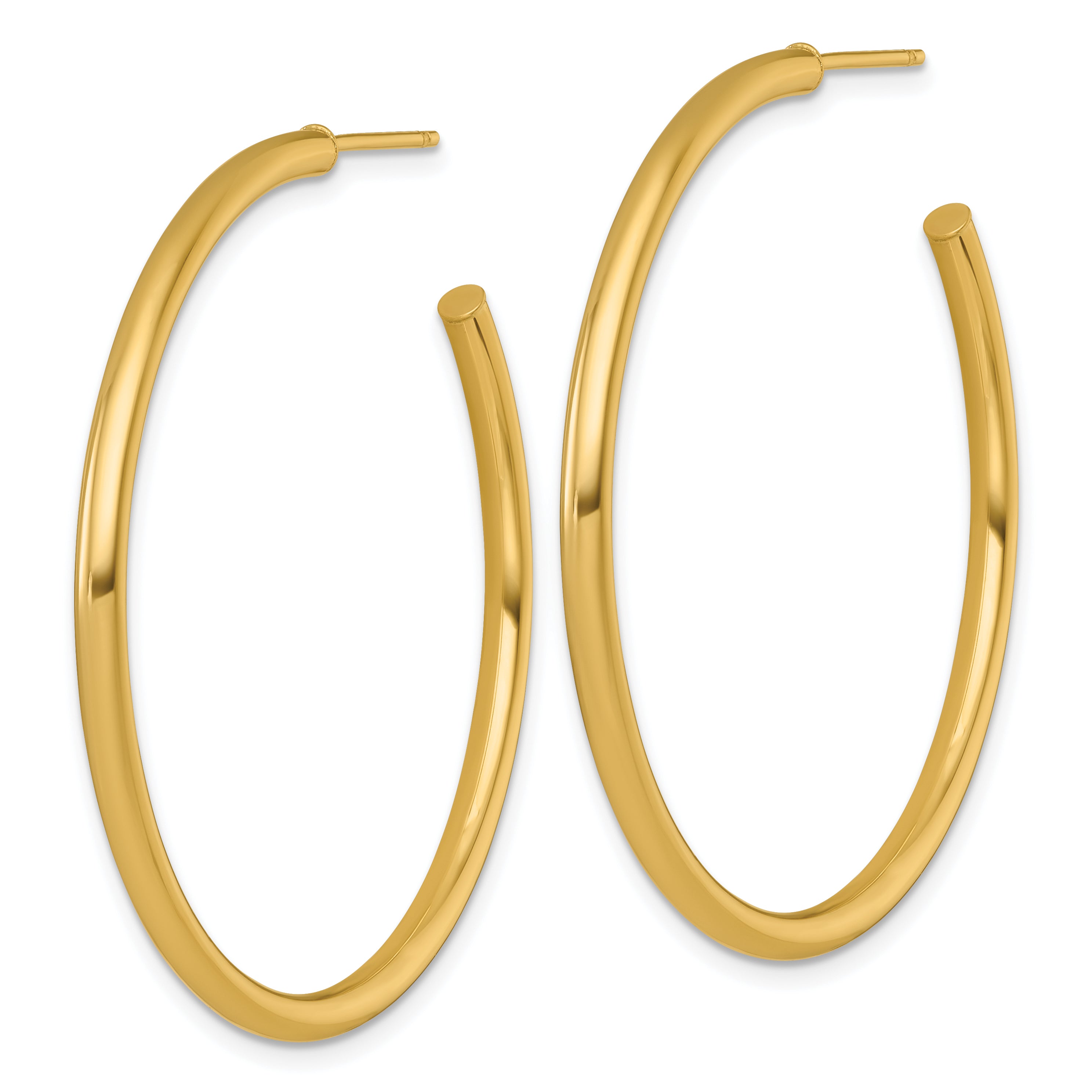 14k Polished 2.5 x 45mm Tube C-Hoop Post Earrings Secondary image