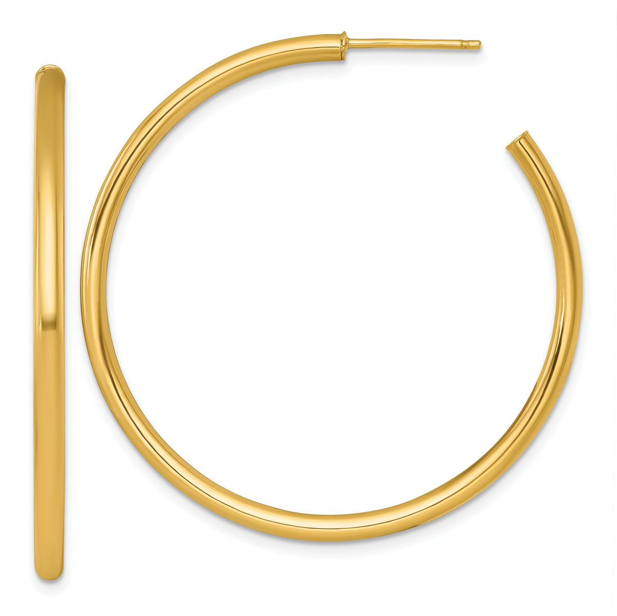 Tube C-Hoop Stud Earrings in 14K Yellow Gold, 2.5x45mm - Sophia Jewelers Main image