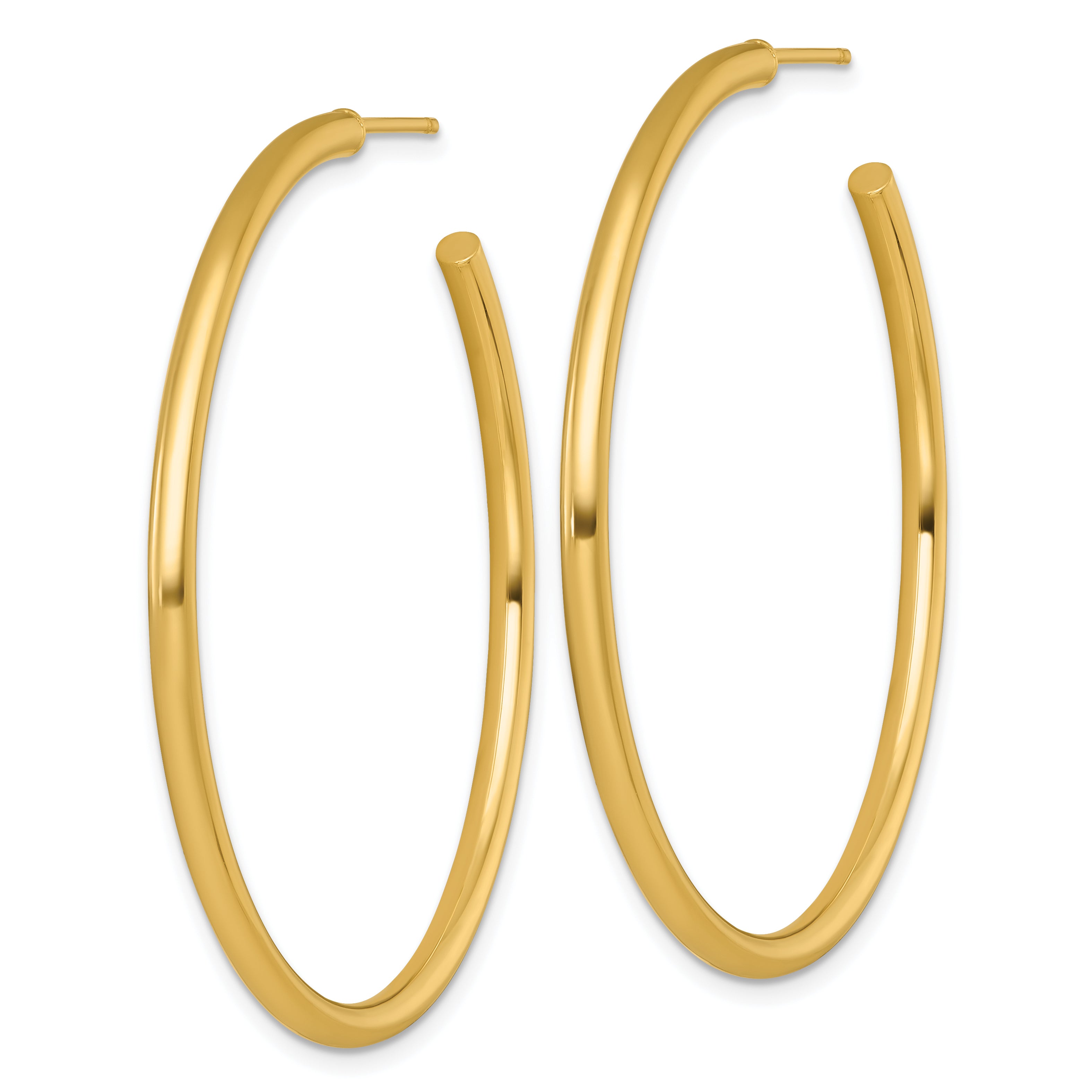 14k Polished 2.5 x 50mm Tube C-Hoop Post Earrings Secondary image