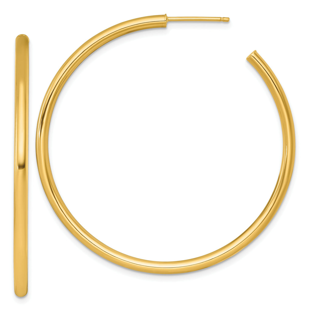 Tube C-Hoop Stud Earrings in 14K Yellow Gold, 2.5x50mm - Sophia Jewelers Main image